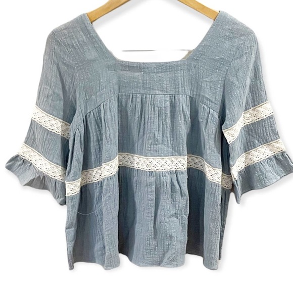 Hayden Girls Embroidered Square Neck Peasant Top Lace Detailing Size  13/14 - Picture 2 of 8